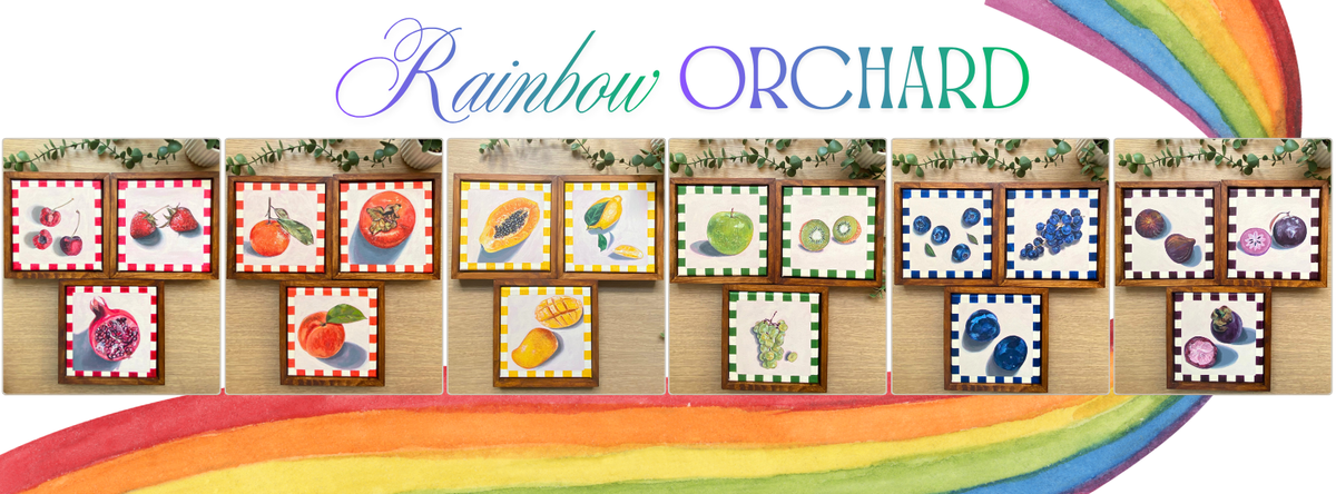 Rainbow Orchard — colourful fruit paintings collection by Atelier by Sandra
