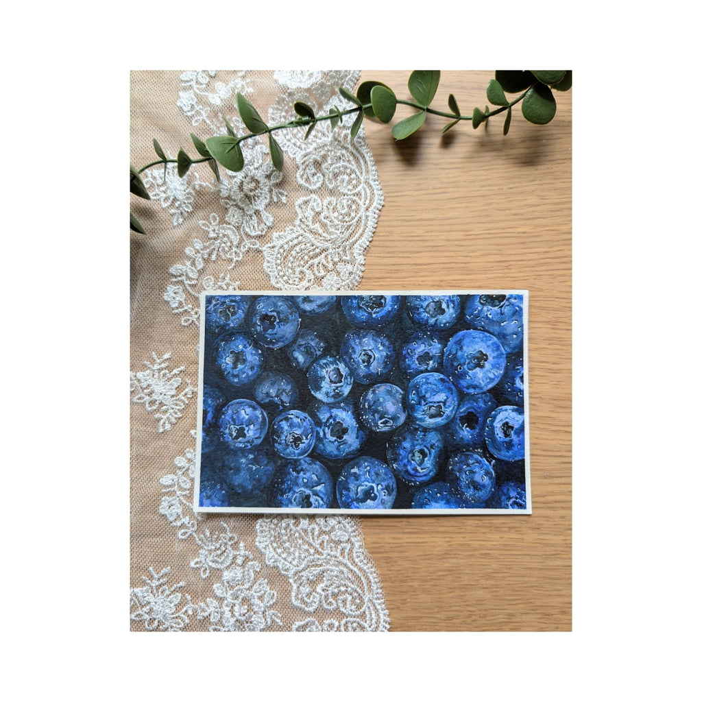 Hand-Painted Postcard No. 1 — Blueberries, full artwork
