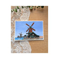 Hand-Painted Postcard No. 2 — Zaanse Schans windmills by the water