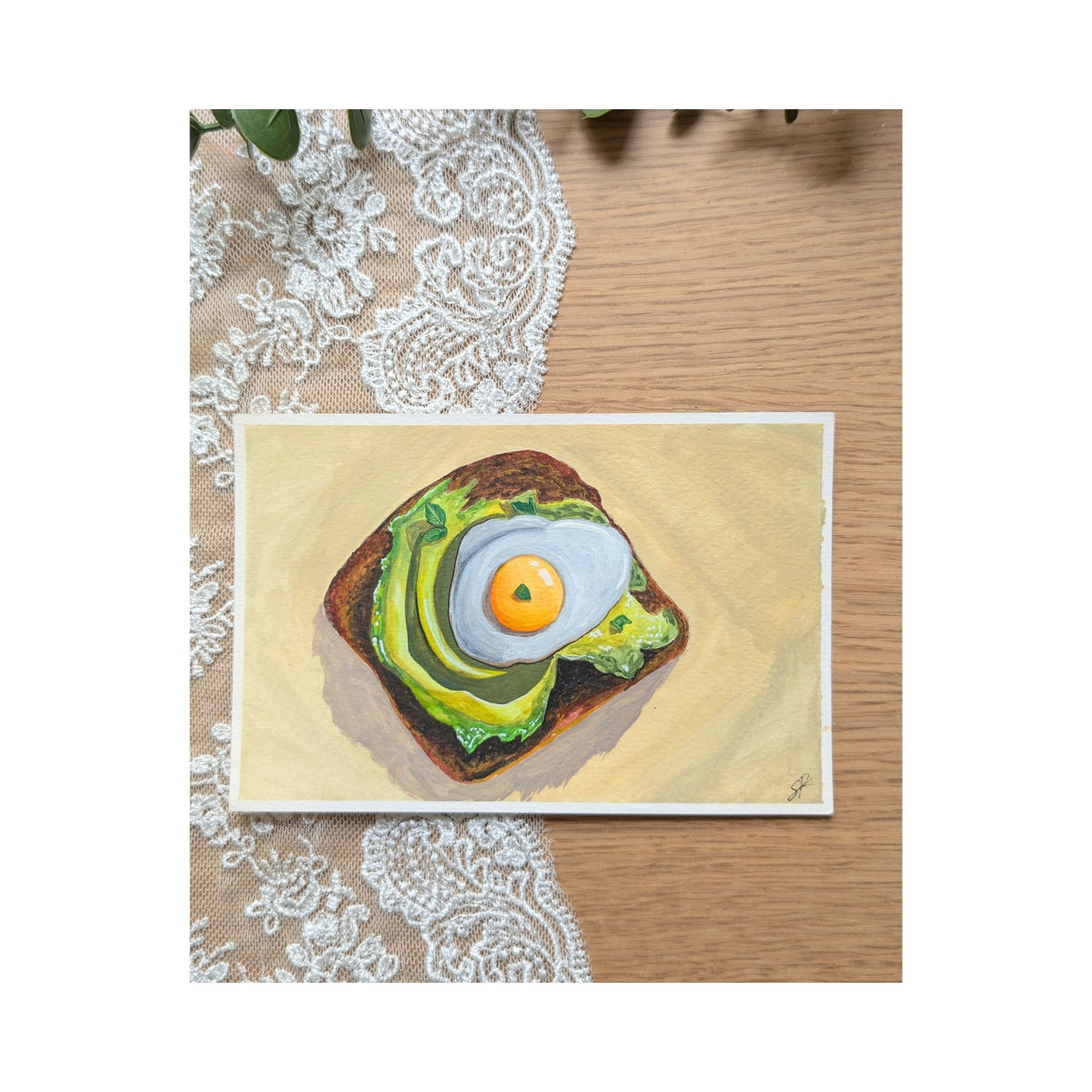 Hand-Painted Postcard No. 3 — Avocado Toast, full artwork