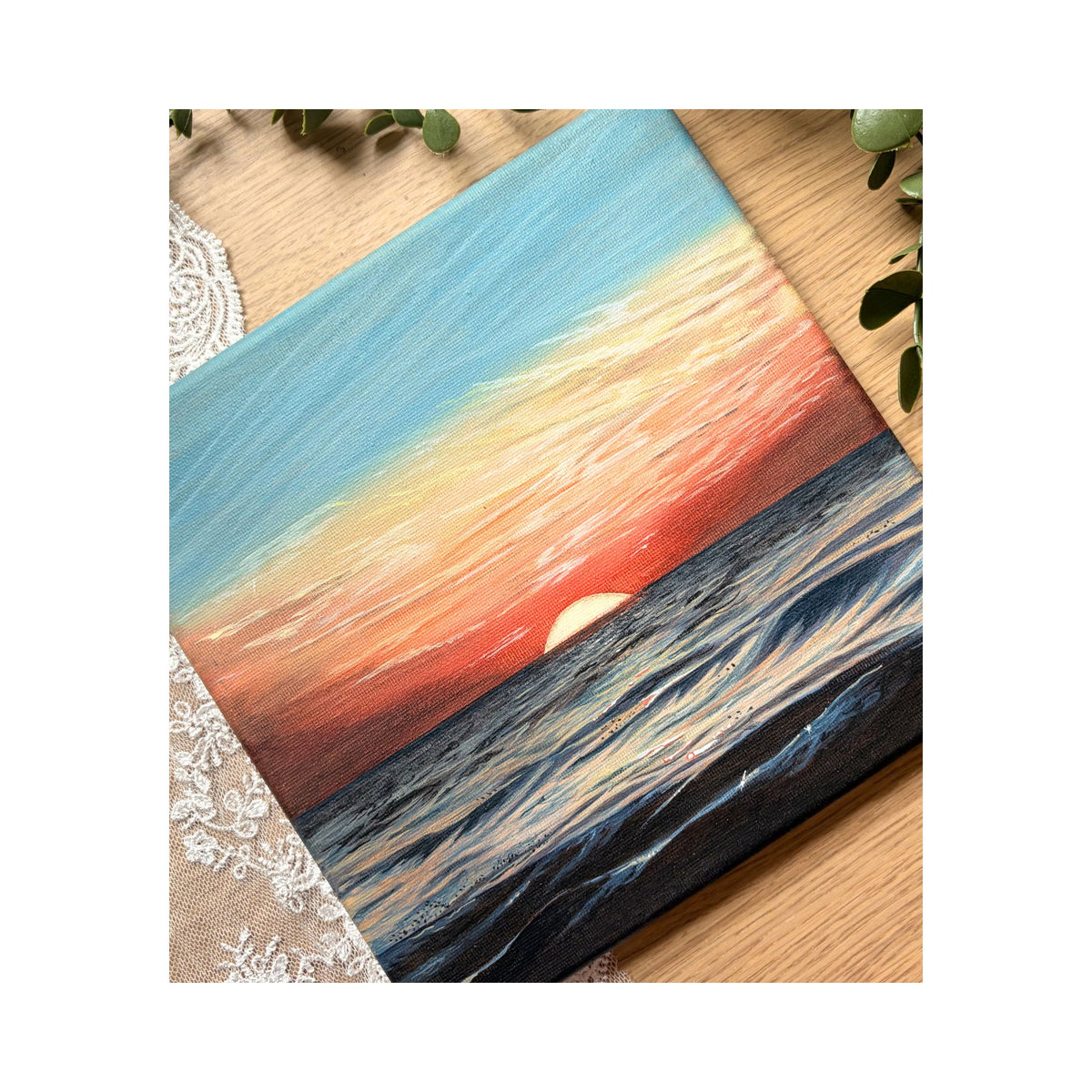 Dusk — angled view showing canvas and painting depth