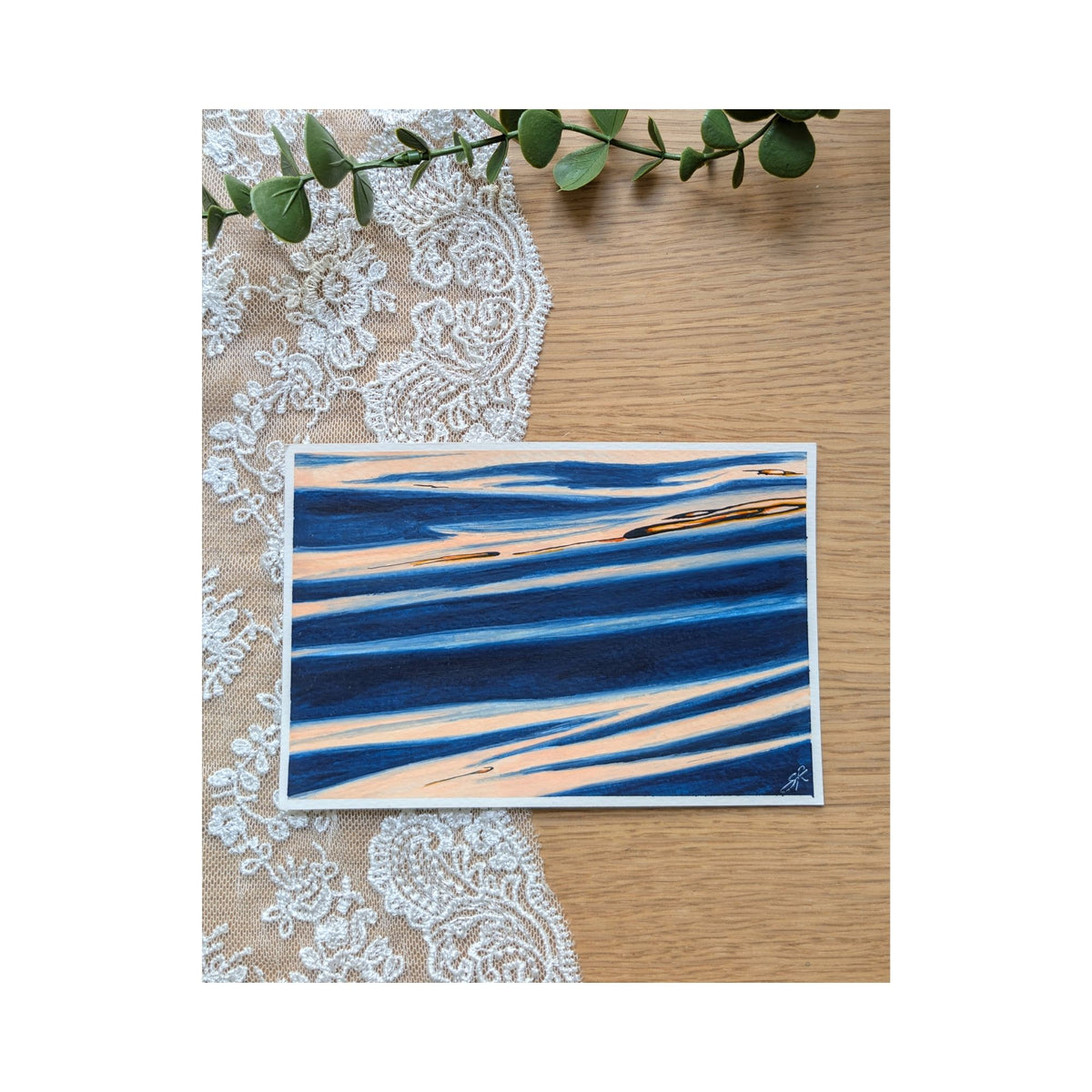Hand-Painted Postcard No. 6 — Golden Tide, full artwork