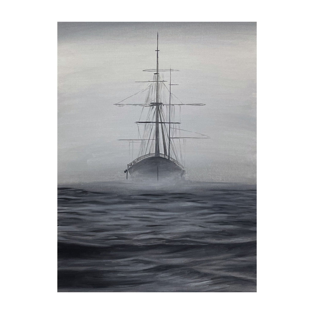 Suspended — full artwork, oil tall ship in fog