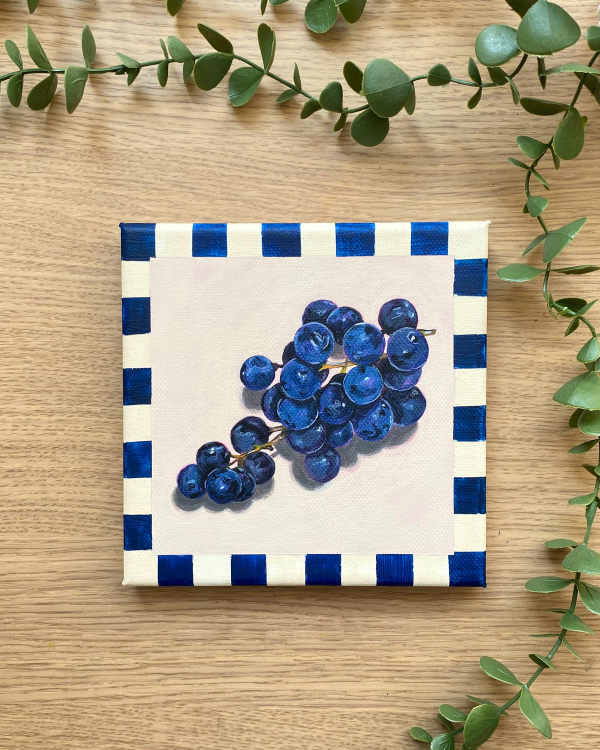 Rainbow Orchard — Blue Grapes, unframed canvas