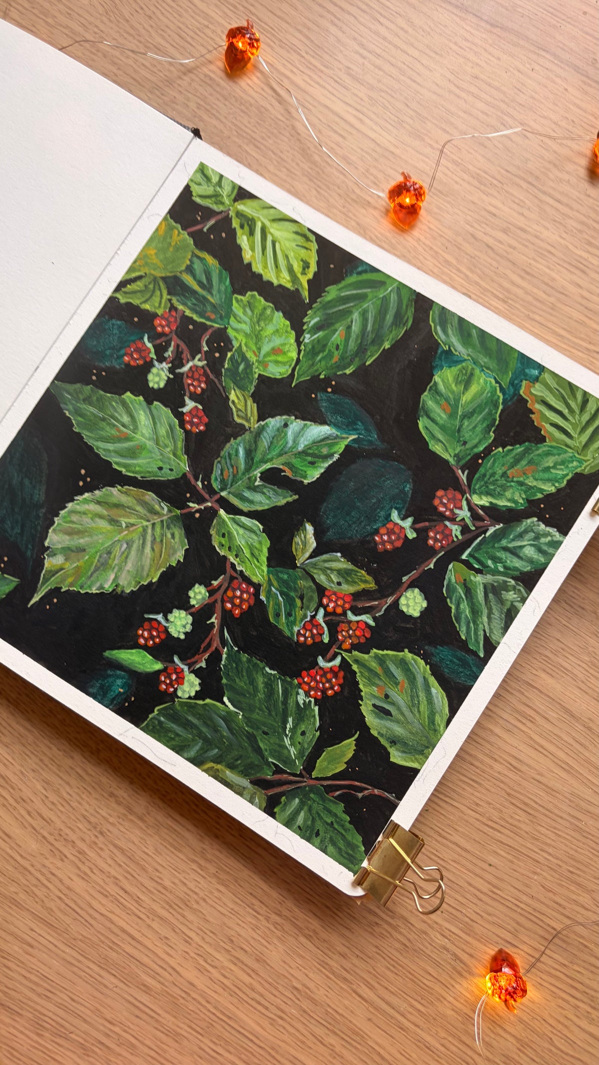 Among the Brambles — full painting with fairy lights