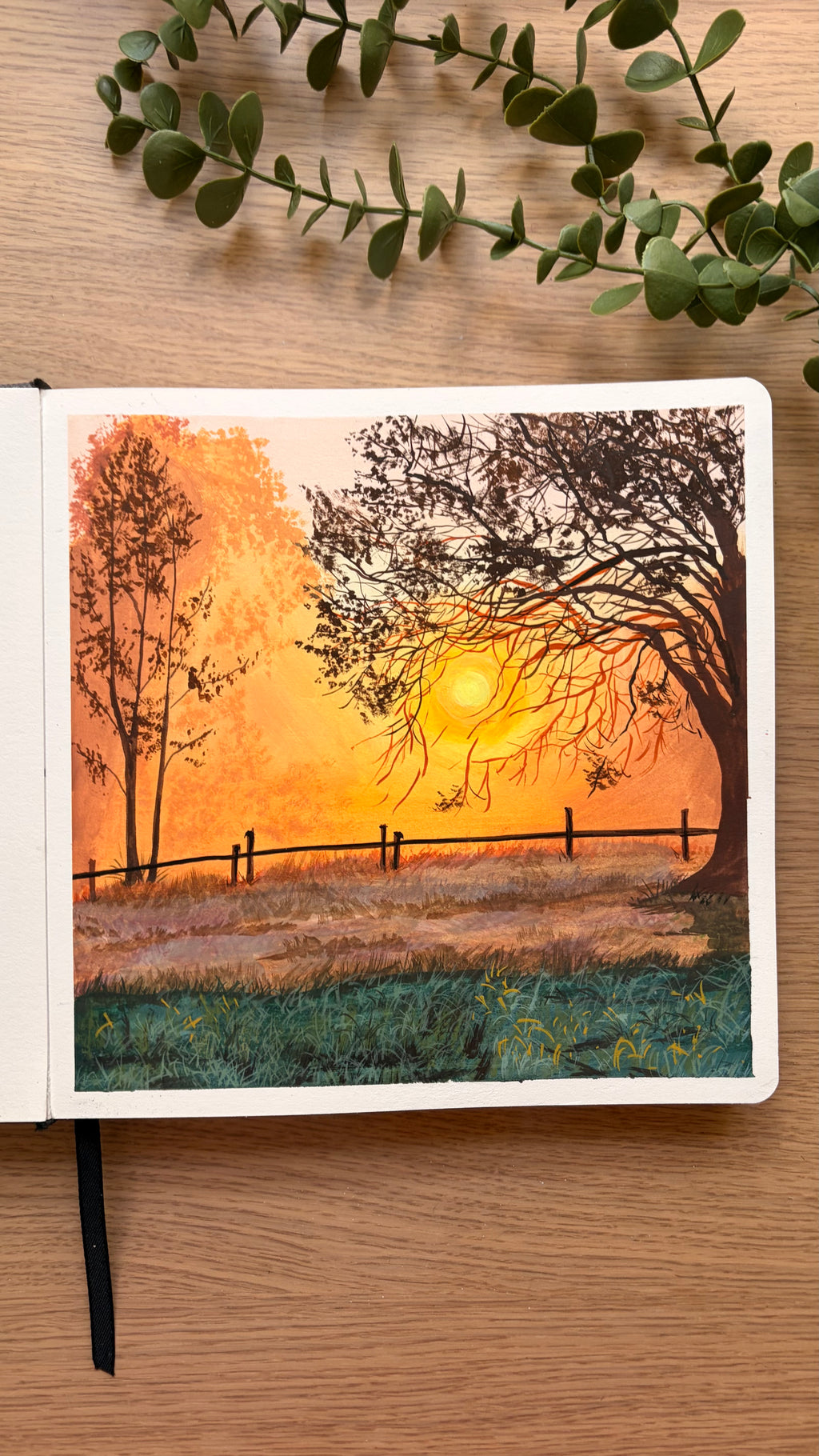 Through the Mist — original gouache painting by Sandra, sketchbook session