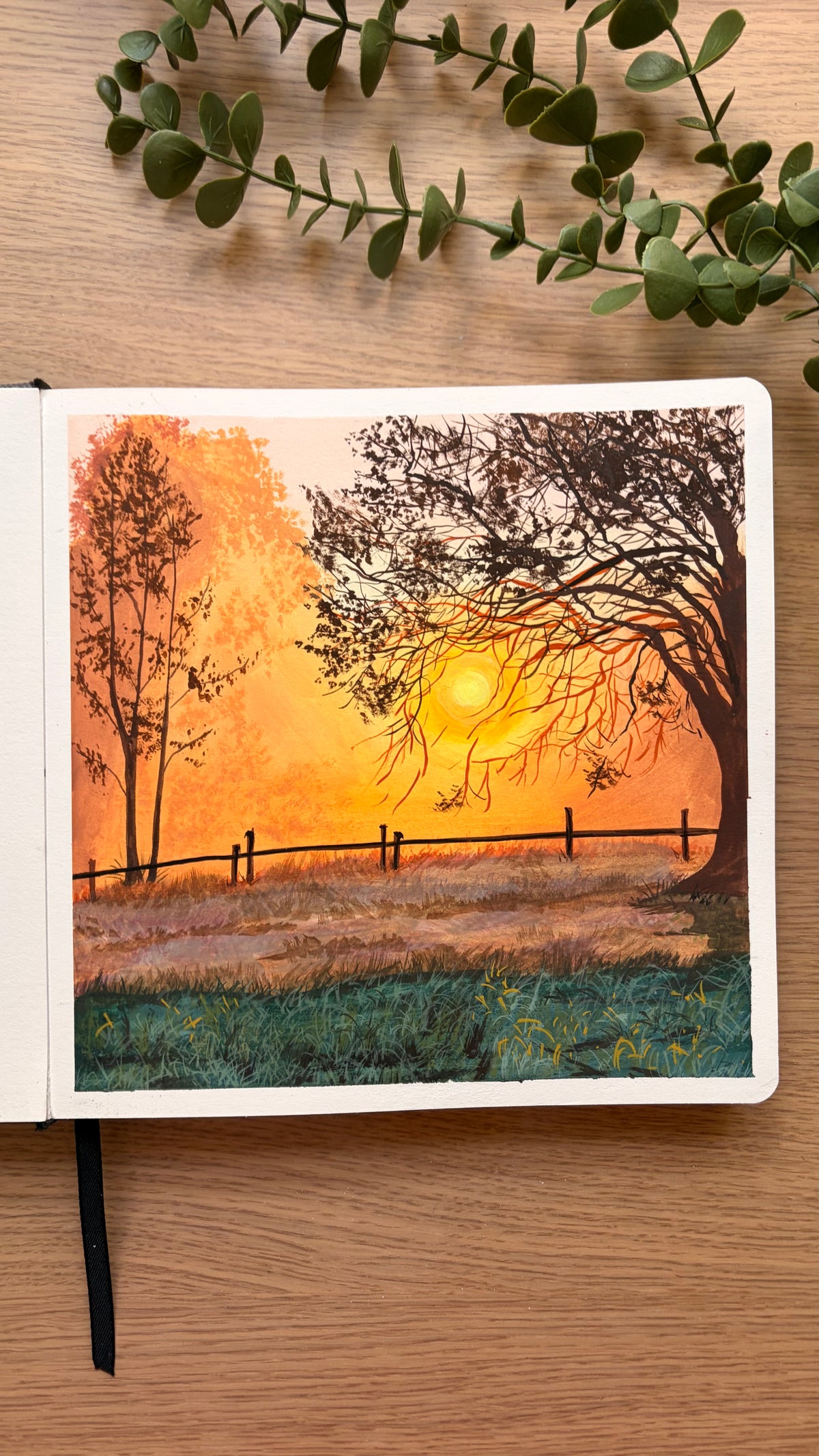 Through the Mist — original gouache painting by Sandra, sketchbook session