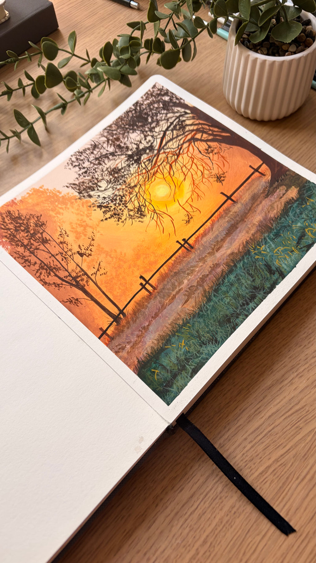 Through the Mist — sketchbook painting, side angle