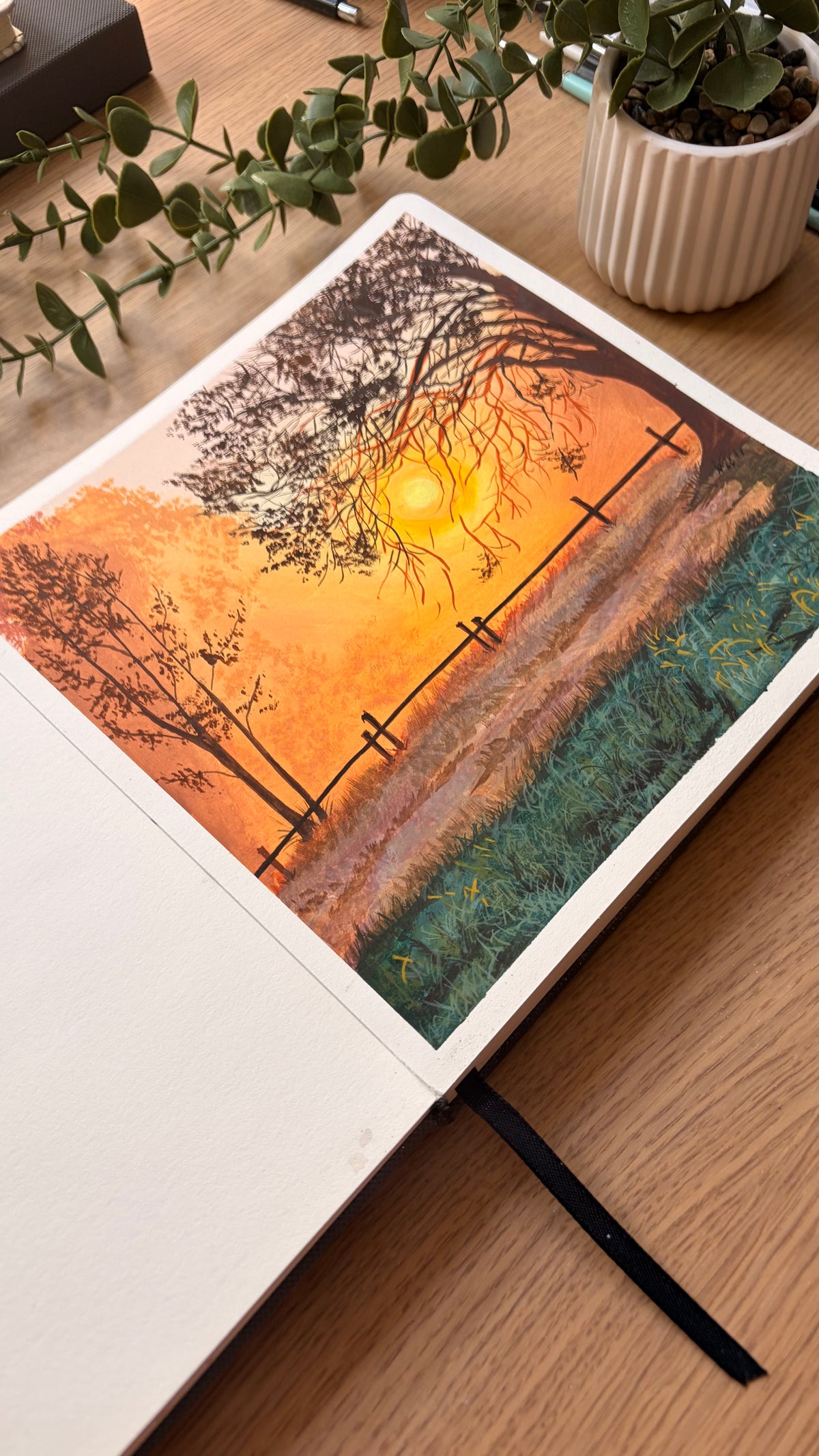 Through the Mist — sketchbook painting, side angle
